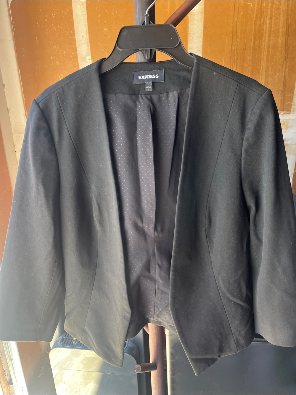 Express Black Open-Front Collarless Women's Blazer